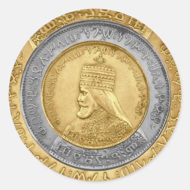 Pegatina Redonda Haile Selassie Jah Rastafari Reggae Rasta Roots  (Anverso)