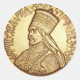 Pegatina Redonda Haile Selassie rey of Ethiopia Rastafari bordadora