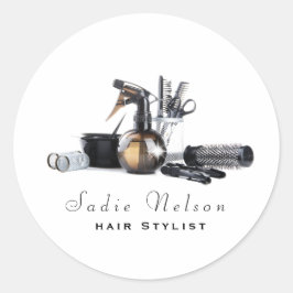 Pegatina Redonda Hair estilista Salon Tools Beauty Business