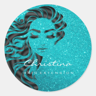 Pegatina Redonda Hair Extension Stylist Makeup Eyelash GlitterLash
