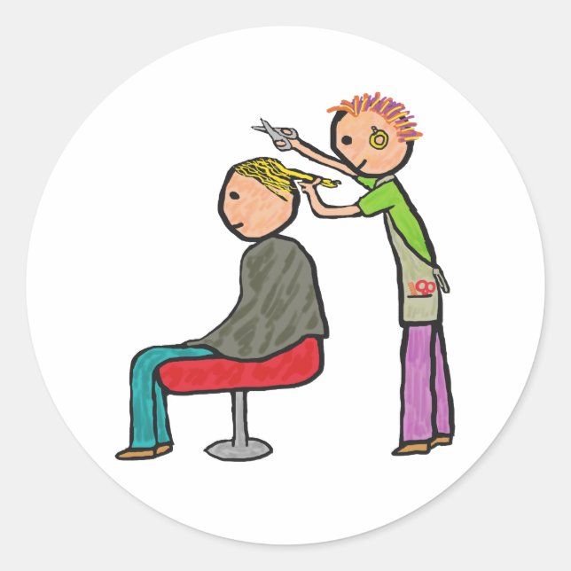 Pegatina Redonda Hair Stylist (Anverso)
