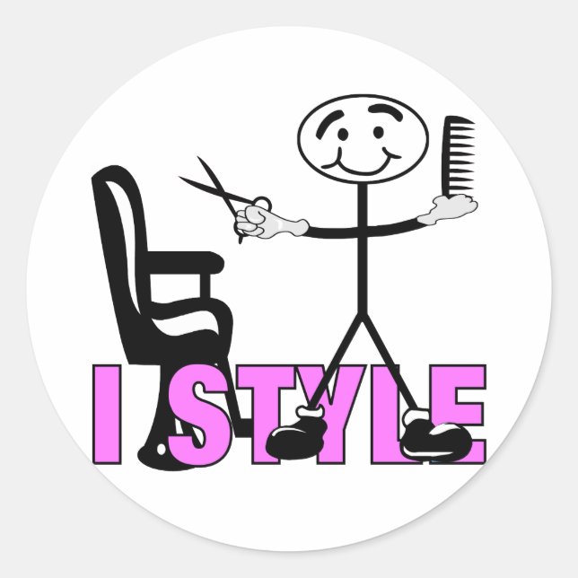 Pegatina Redonda Hair Stylist (Anverso)