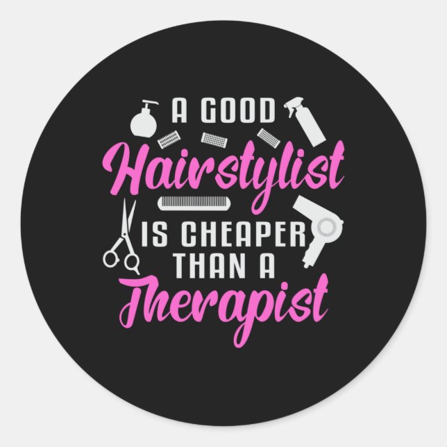 Pegatina Redonda Hair Stylist Barber Scissors Therapy Hair Gift (Anverso)