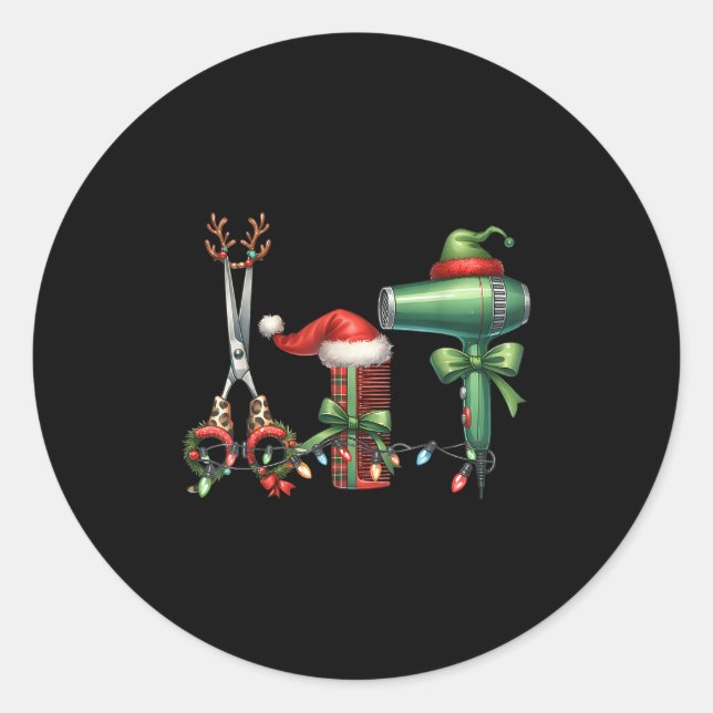 Pegatina Redonda Hair Stylist Christmas Hairdresser Licensed Hairas (Anverso)