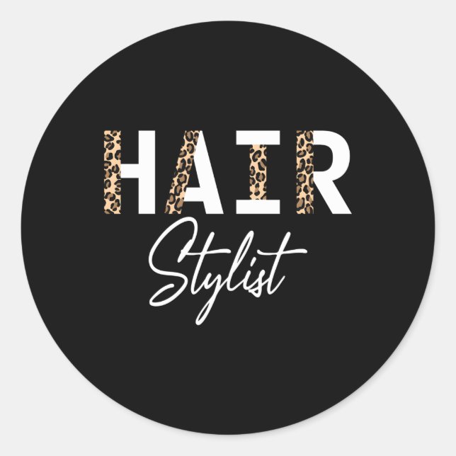 Pegatina Redonda Hair Stylist Leopard Hair Stylist (Anverso)