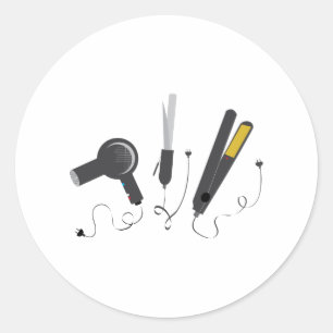 Pegatina Redonda Hair Stylist Tools