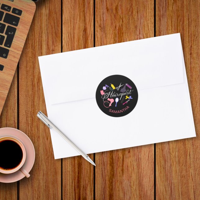 Pegatina Redonda Hairapist Hairdresser Hair Stylist Barber 2 (Subido por el creador)