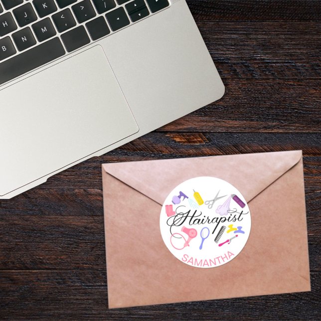 Pegatina Redonda Hairapist Hairdresser Hair Stylist Barber Design (Subido por el creador)