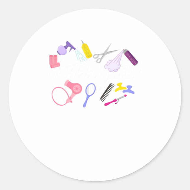 Pegatina Redonda Hairapist Hairdresser Hair Stylist Barber Design (Anverso)