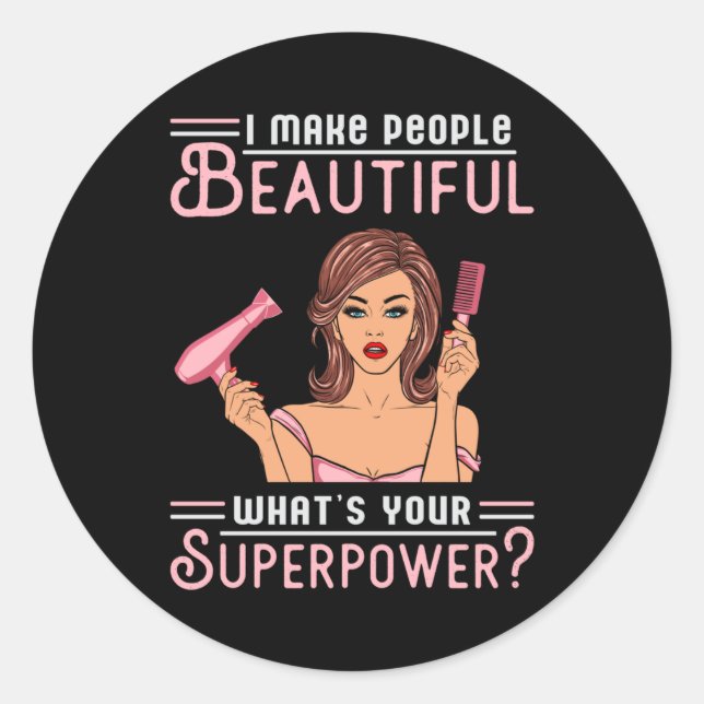 Pegatina Redonda Hairdresser Hair Stylist Barber Scissors Hair Gift (Anverso)