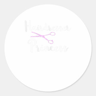 Pegatina Redonda Hairdresser Princess Hairstylist Hair Salon Hairg