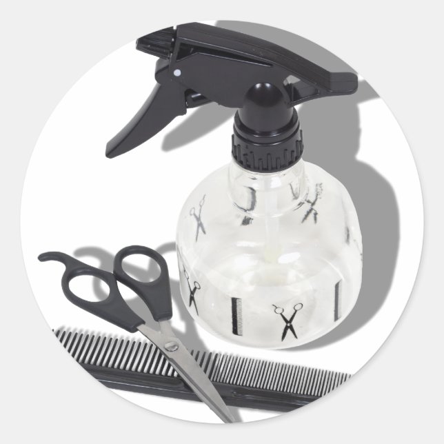 Pegatina Redonda HairdresserItems060910Sombras (Anverso)