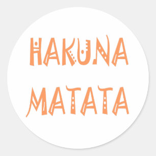 Pegatina Redonda Hakuna Matata – Arte Textual Tribal Africano