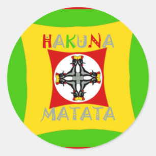 Pegatina Redonda Hakuna Matata Diversión Colores Rasta: Vibrante y