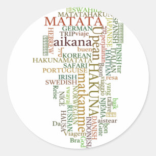 Pegatina Redonda Hakuna Matata Global Word Cloud Art