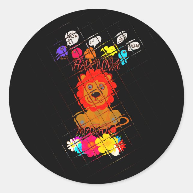 Pegatina Redonda Hakuna Matata lindo bebé rey (Anverso)