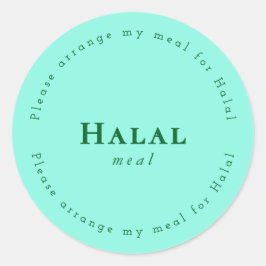 Pegatina Redonda Halal meal Request Sticker, Light Green