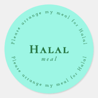 Pegatina Redonda Halal meal Request Sticker, Light Green