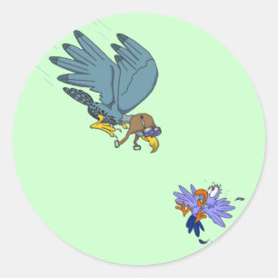 Pegatina Redonda Halcón con las gafas
