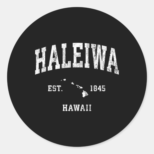 Pegatina Redonda Haleiwa Hawaii Hi Athletic Sports (Anverso)