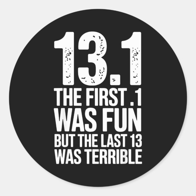 Pegatina Redonda Half Marathon Art For Men Women 13.1 Half Marathon (Anverso)