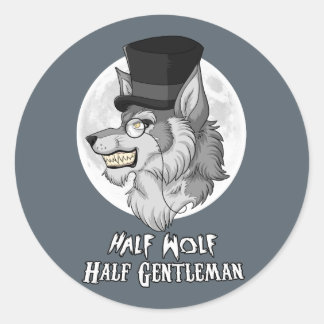 Pegatina Redonda Half Wolf Half Gentleman