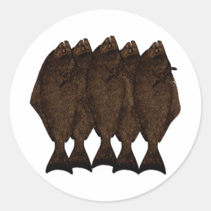 Pegatina Redonda Halibut pacífico