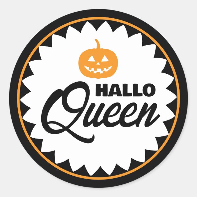 Pegatina Redonda Hallo Queen Halloween  (Anverso)
