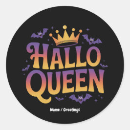 Pegatina Redonda Halloqueen Bat Women Costume Crown Your Spooki