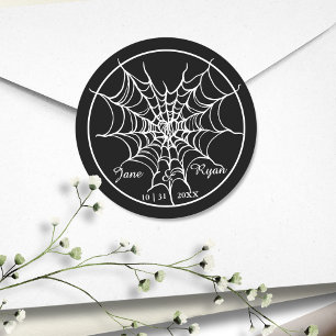 Pegatina Redonda HalloWedding negro gótico