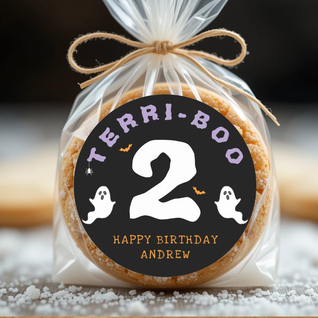 Pegatina Redonda Halloween 2º cumpleaños Terri-Boo Twos Ghost Gótic (Halloween 2nd Birthday Terri-Boo Twos Ghost Gothic Classic Round Sticker
)