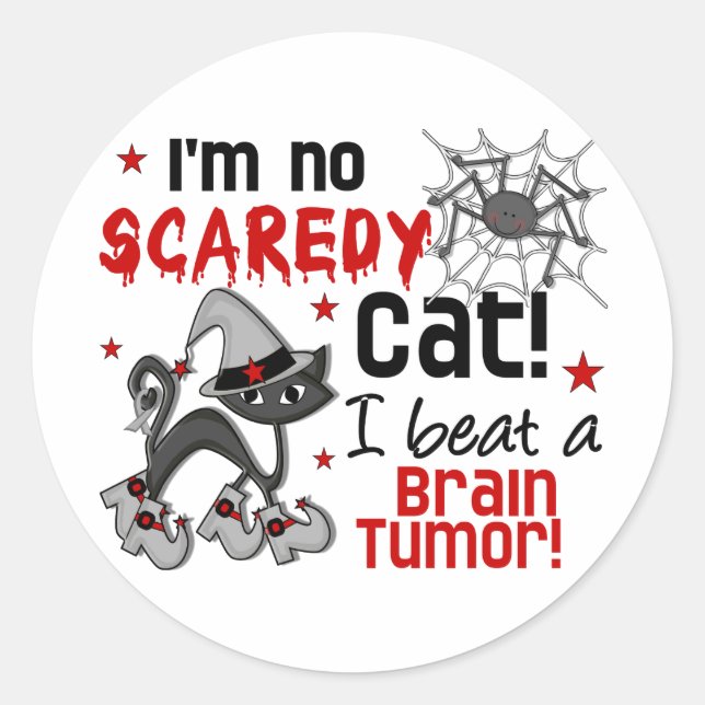 Pegatina Redonda Halloween 2 Sobreviviente de tumor cerebral (Anverso)