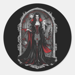 Pegatina Redonda Halloween 4 vampiro, monstruo espeluznante, divert