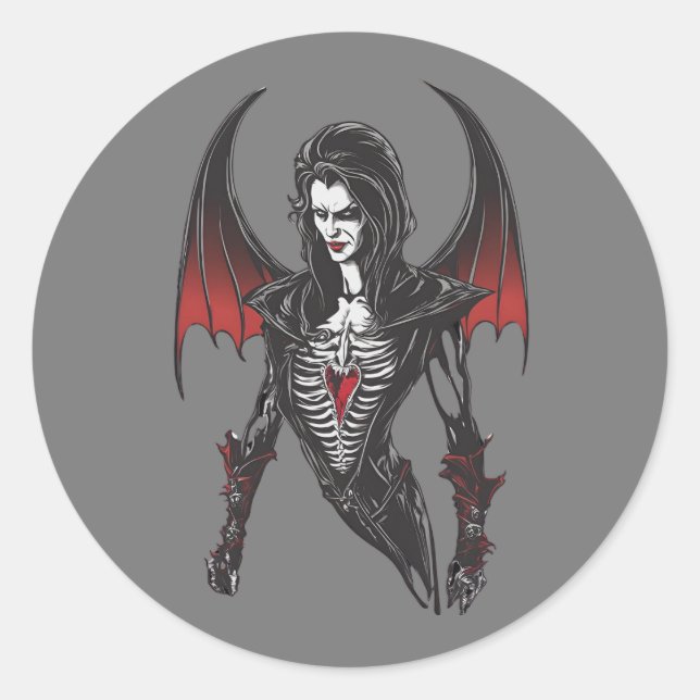 Pegatina Redonda Halloween 6 vampiro, gracioso, aterrador vampiro,  (Anverso)