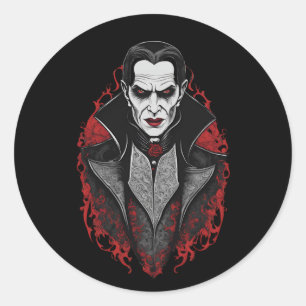 Pegatina Redonda Halloween 9 vampiro, horror, vampiro terrorífico,b