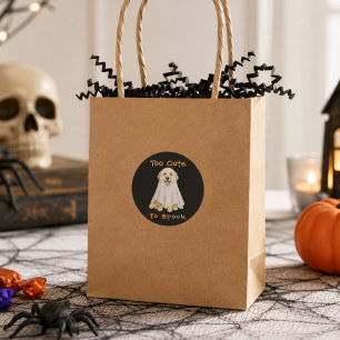 Pegatina Redonda Halloween adorable perro retriever dorado fantasma
