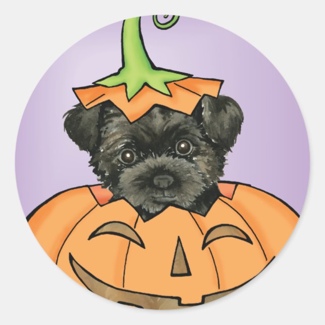 Pegatina Redonda Halloween Affenpinscher (Anverso)
