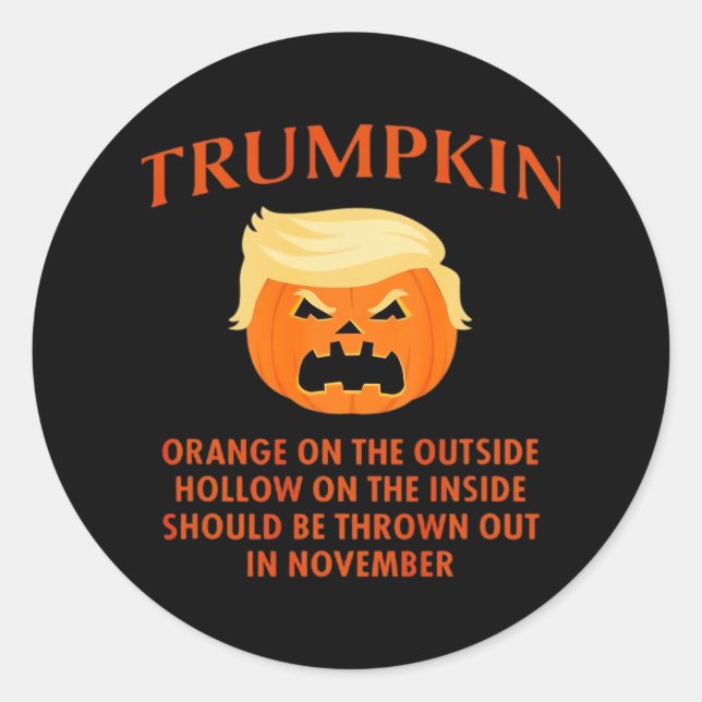 Pegatina Redonda Halloween anti Trumpkin divertido (Anverso)