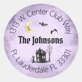 Pegatina Redonda Halloween atormentado Spooky Purple Address Labs