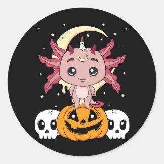 Pegatina Redonda halloween axolotl