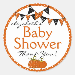 Pegatina Redonda Halloween Baby Shower Gracias