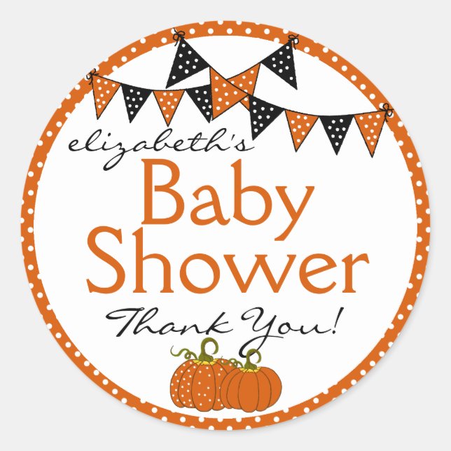 Pegatina Redonda Halloween Baby Shower Gracias (Anverso)