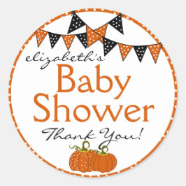 Pegatina Redonda Halloween Baby Shower Gracias
