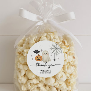 Pegatina Redonda Halloween Baby Shower Gracias