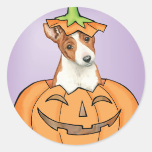 Pegatina Redonda Halloween Basenji