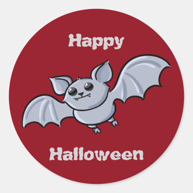 Pegatina Redonda Halloween Bat (Anverso)