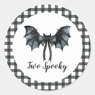 Pegatina Redonda Halloween Bat Bow Two Spooky 2º cumpleaños