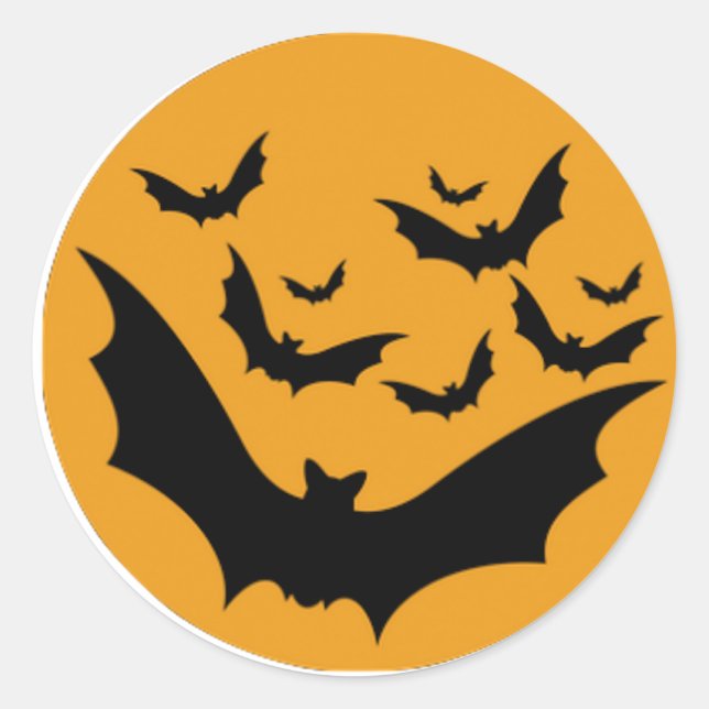 Pegatina Redonda Halloween Bats (Anverso)