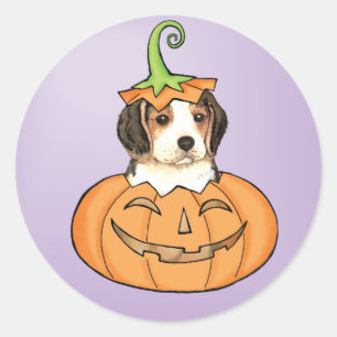 Pegatina Redonda Halloween Beagle