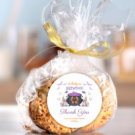 Pegatina Redonda halloween bebé recién horneando ducha bebé gracias